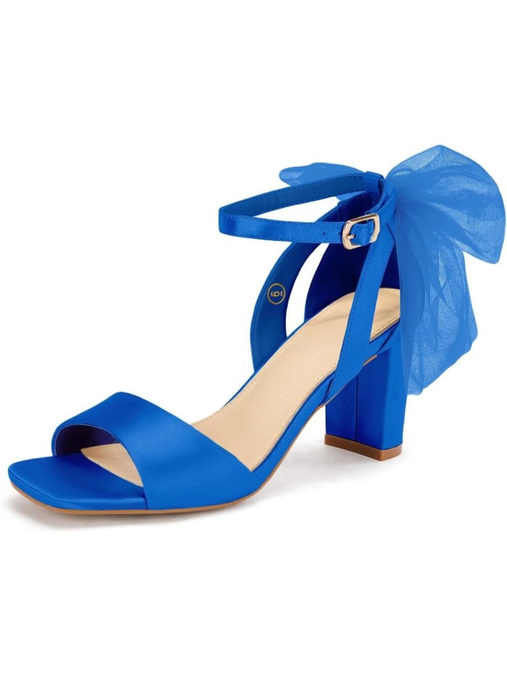 🆕Women's Blue Bow Tie Heeled Sandals One Strap Satin Dress Wedding Shoes